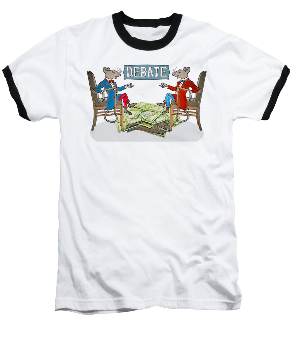 Political Rats Baseball T-Shirt featuring the digital art Political Rats by John Haldane