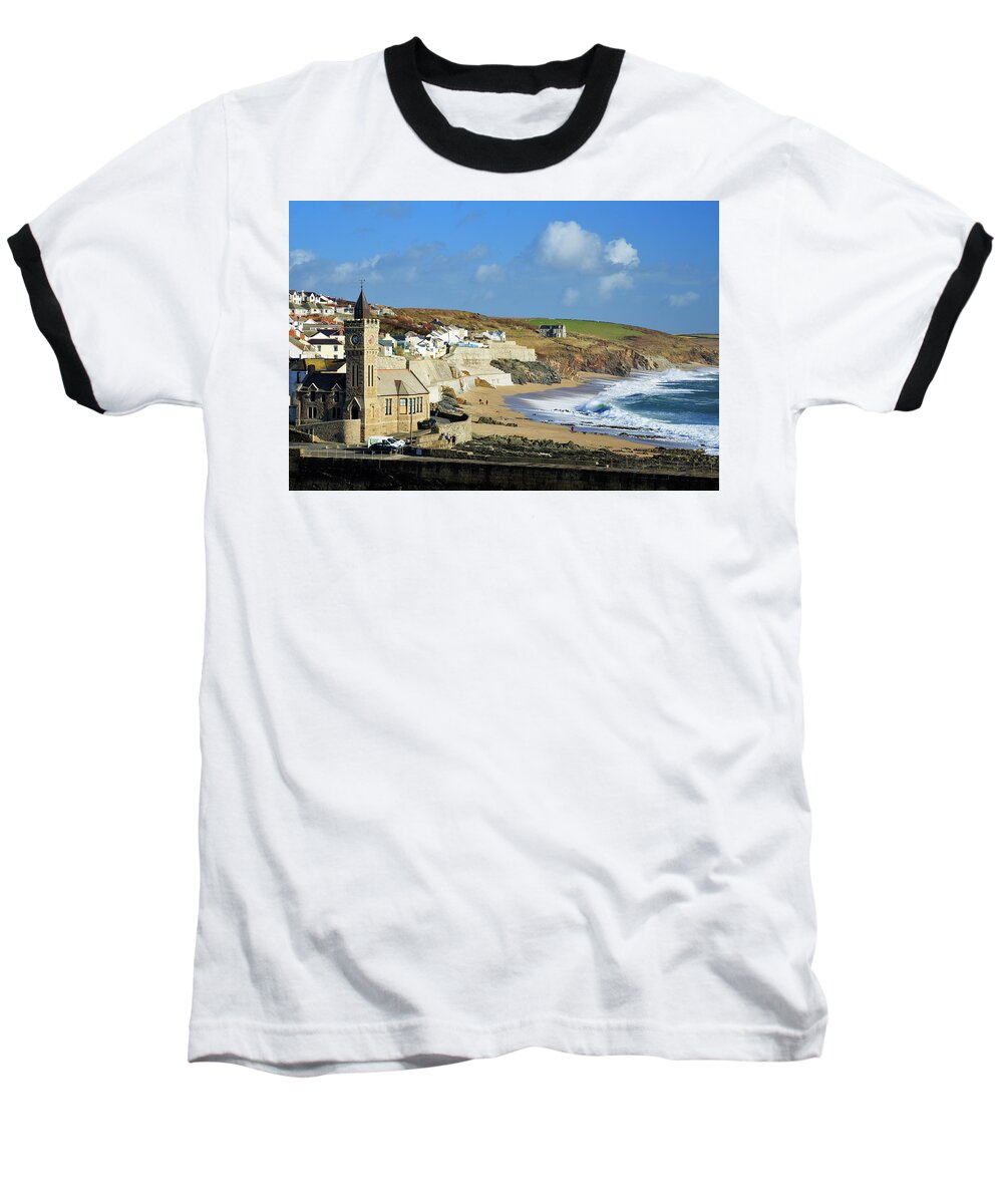 Porthleven Baseball T-Shirt featuring the photograph Porthleven by Ian Middleton
