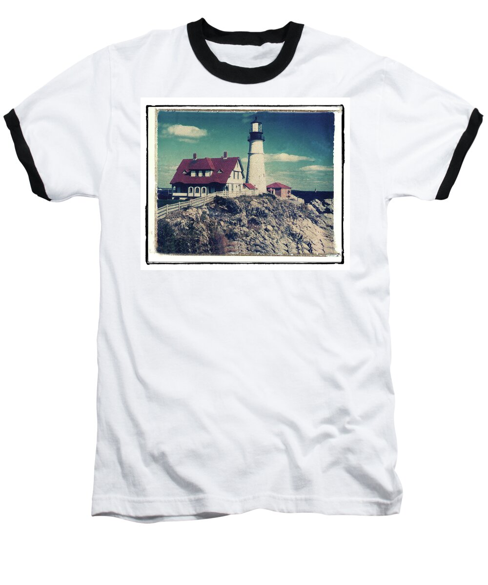 Light House Baseball T-Shirt featuring the digital art Portland Head Light Maine by Joe Palermo