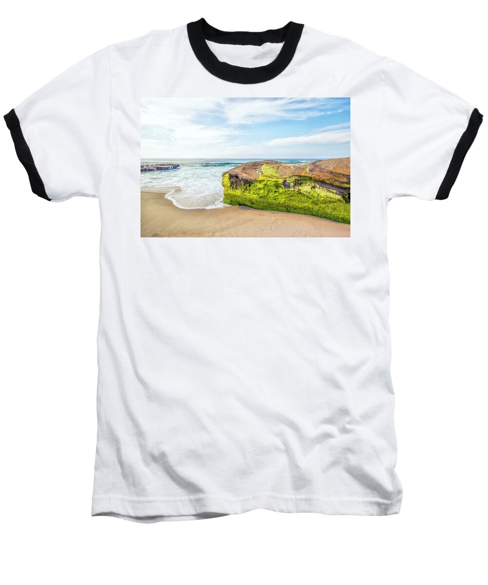 La Jolla Baseball T-Shirt featuring the photograph Nature's Rock Art At Windansea Beach by Joseph S Giacalone