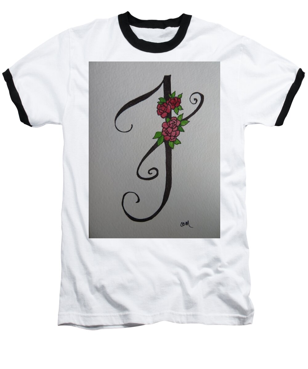  Baseball T-Shirt featuring the painting Roses F by Claudia Cole Meek