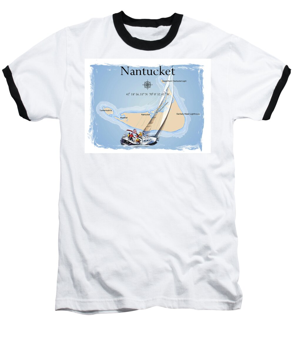 Sailing Baseball T-Shirt featuring the photograph Sail Nantucket by Bruce Gannon