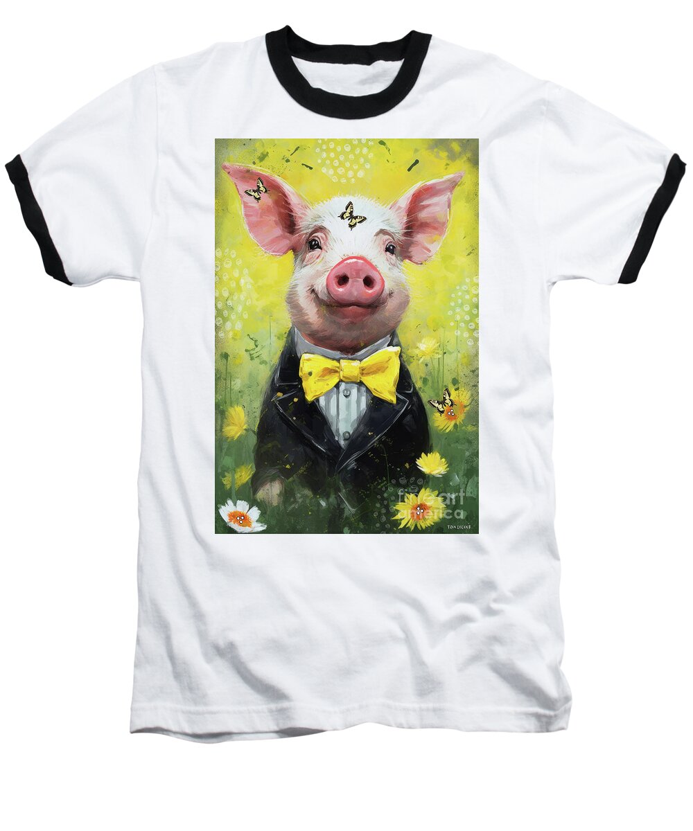 Happy Pig Baseball T-Shirt featuring the painting The Slap Happy Pig by Tina LeCour