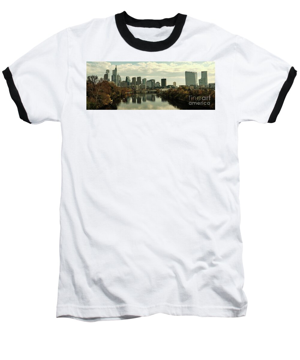 Spring Garden Panorama Fall Philadelphia Philly Landscape Cityscape Baseball T-Shirt featuring the photograph Spring Garden at Fall by Paul Watkins