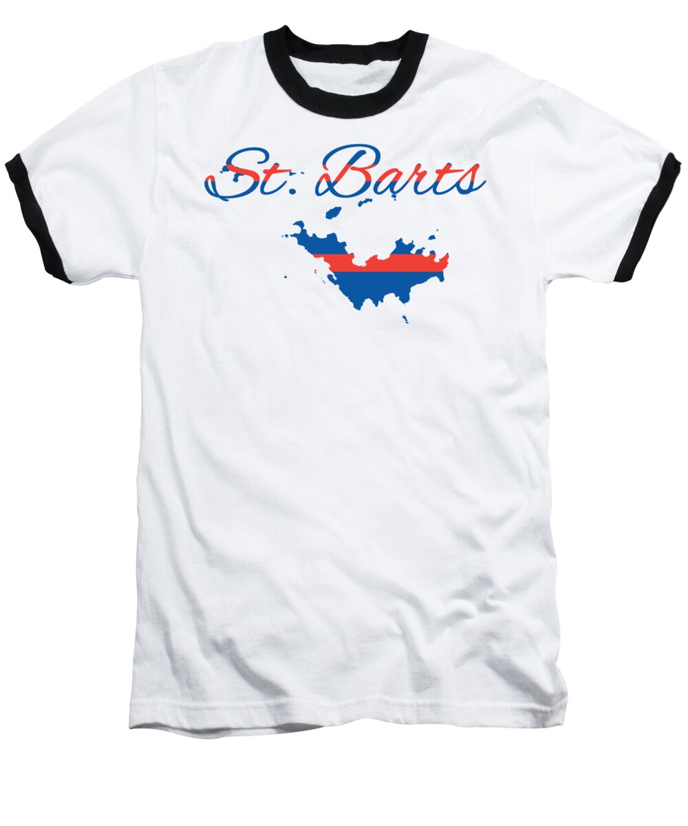 St Barthélemy Baseball T-Shirt featuring the digital art St Barthelemy, St. Barts, Souvenir, Gifts, by David Millenheft