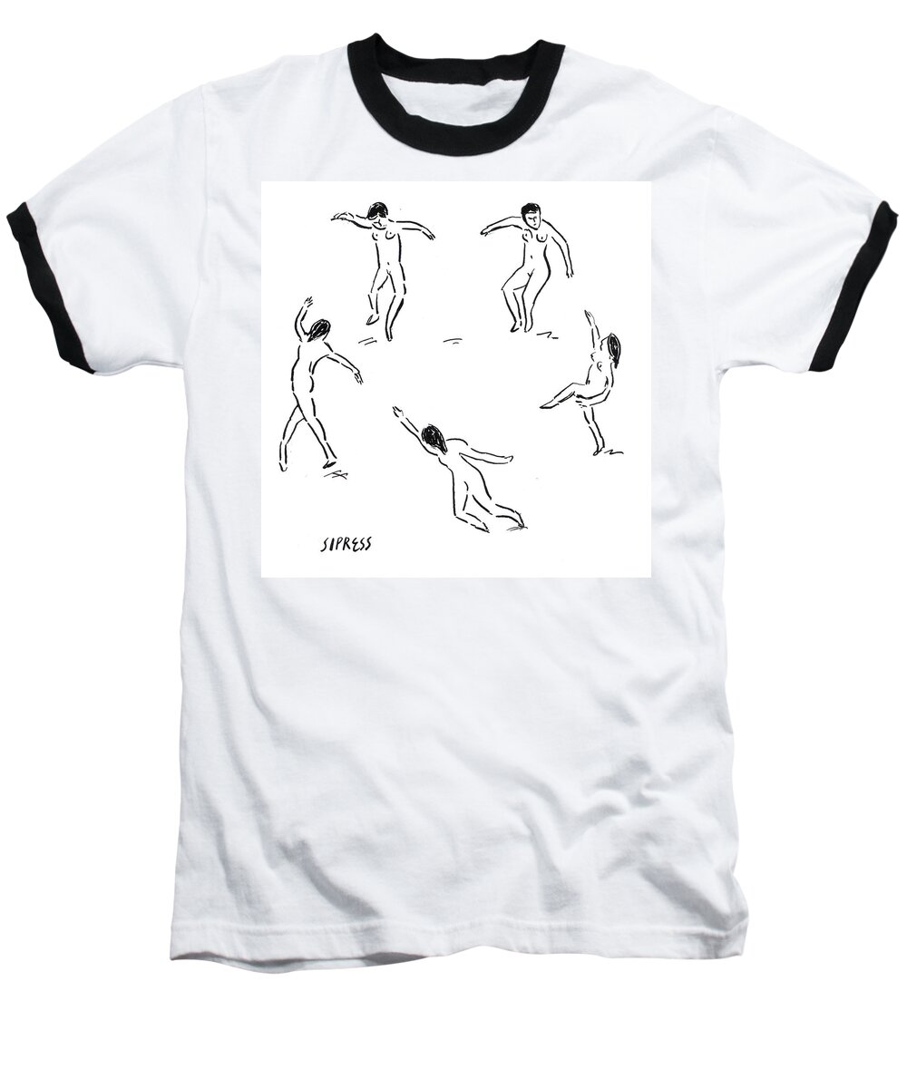The Dance Of Social Distance Baseball T-Shirt featuring the drawing The Dance Of Social Distance by David Sipress