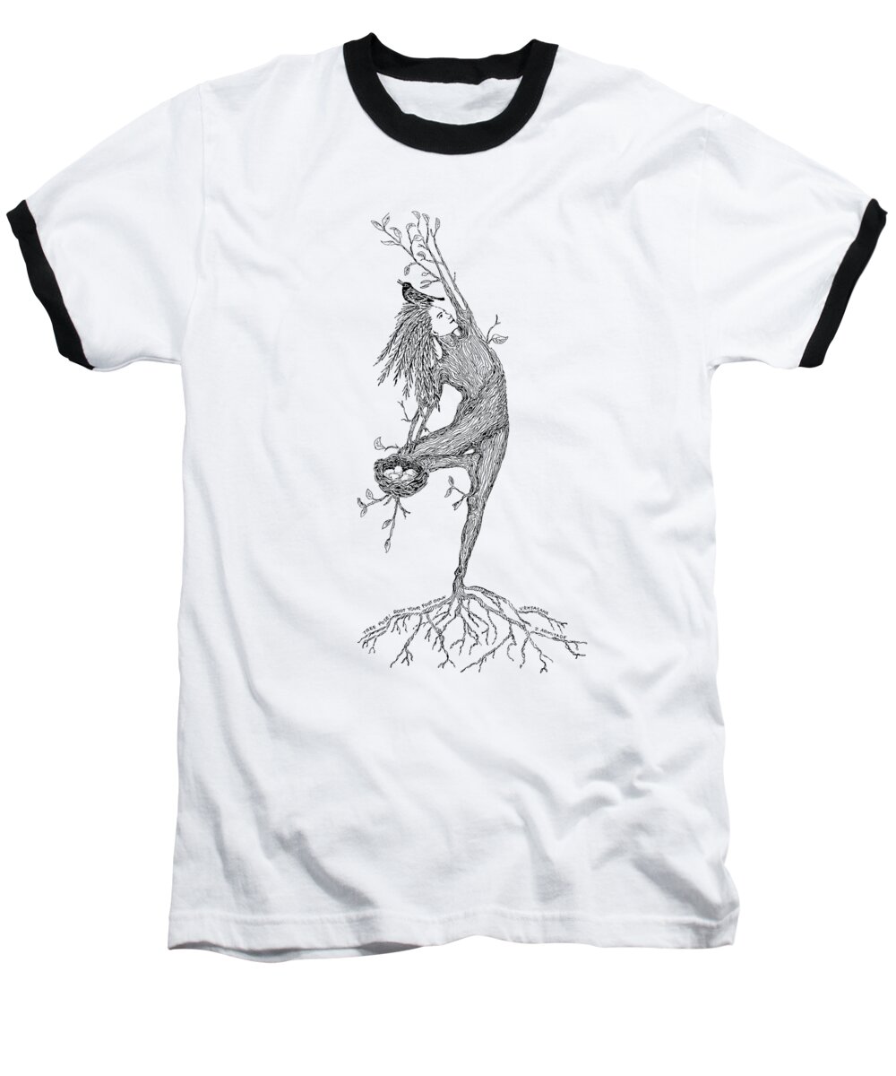 Tree Pose Baseball T-Shirt featuring the painting Tree Pose Root Through Your Standing Foot by Jenny Armitage