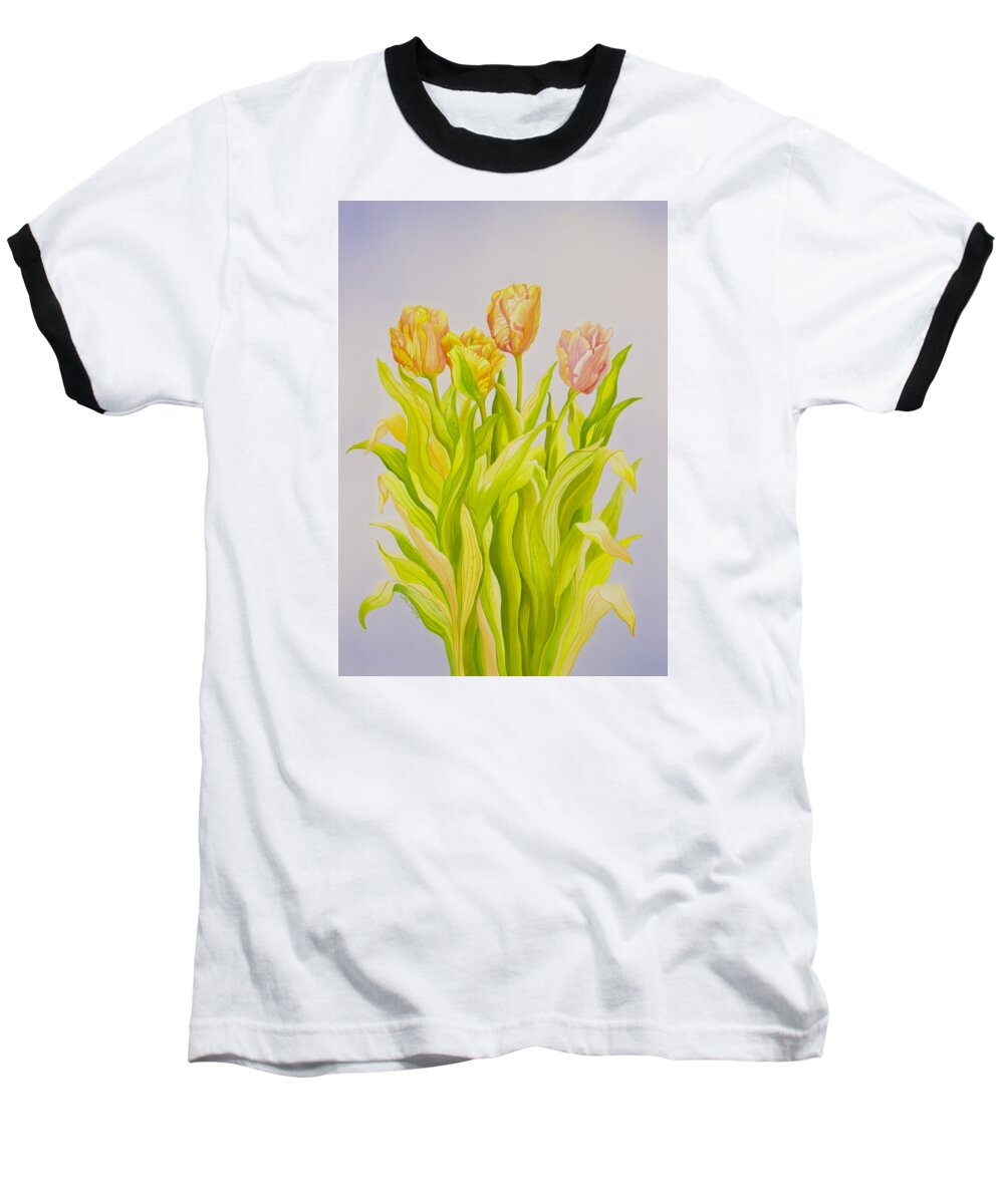 Tulip Baseball T-Shirt featuring the painting Tulip by Luna Danford