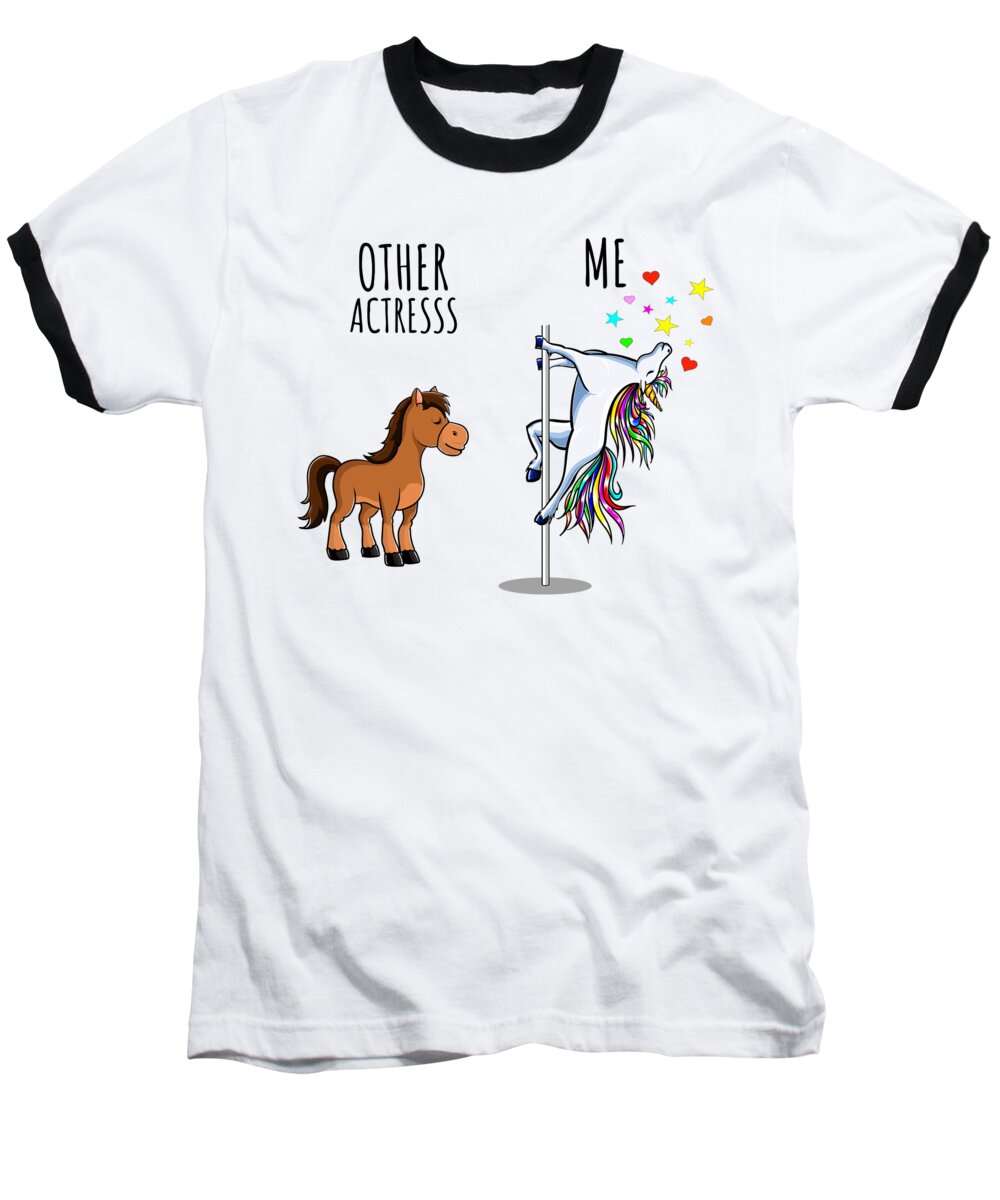 Actress Baseball T-Shirt featuring the digital art Unicorn Actress Other Me Funny Gift for Coworker Women Her Cute Office Birthday Present by Jeff Creation