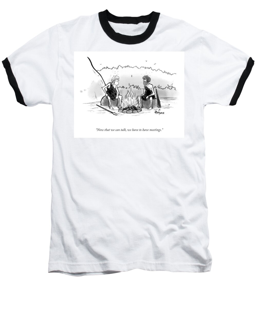 A23191 Baseball T-Shirt featuring the drawing We Can Talk by Kamran Hafeez