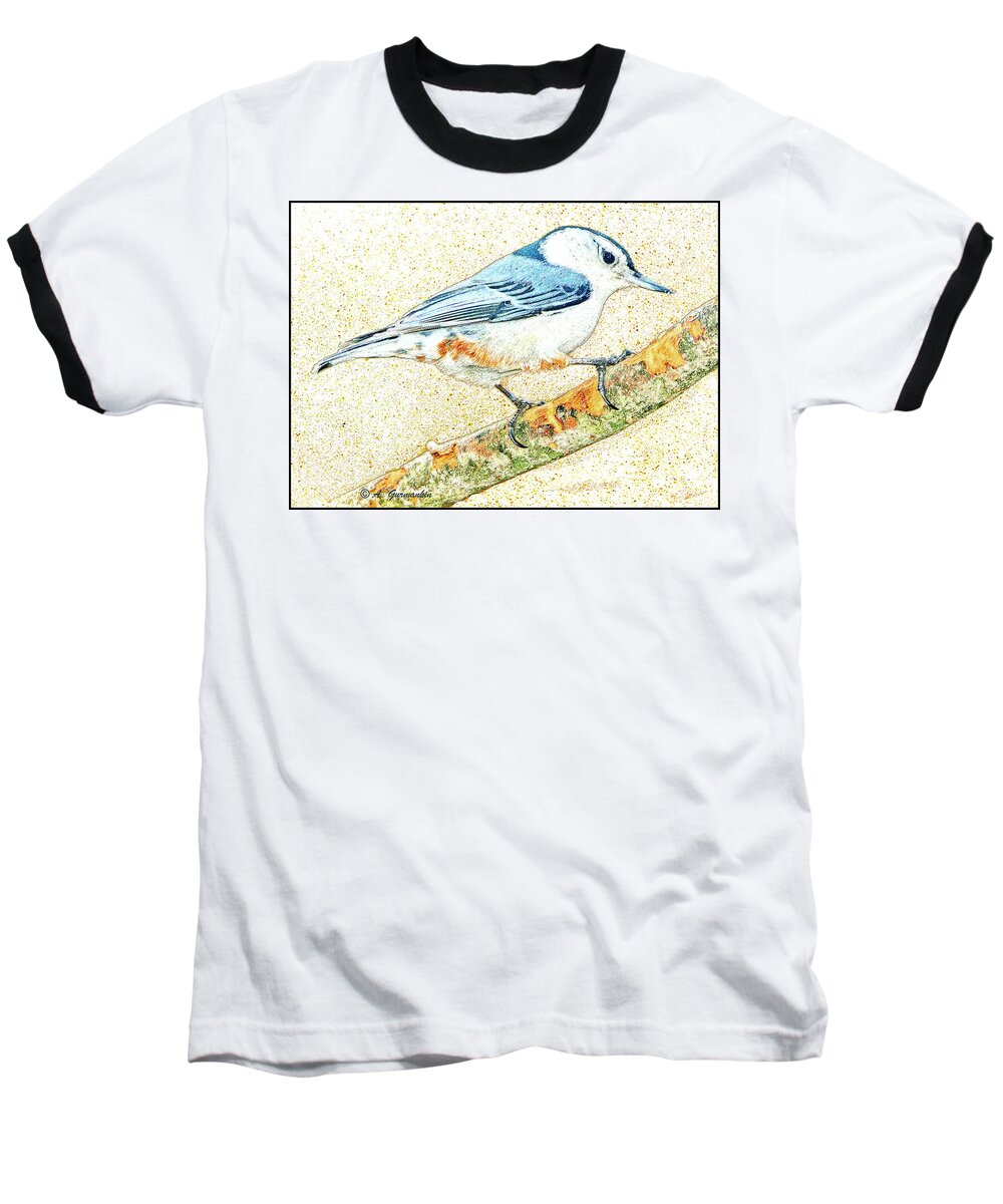 Horizontal Baseball T-Shirt featuring the photograph Whitebreasted Nuthatch by A Macarthur Gurmankin