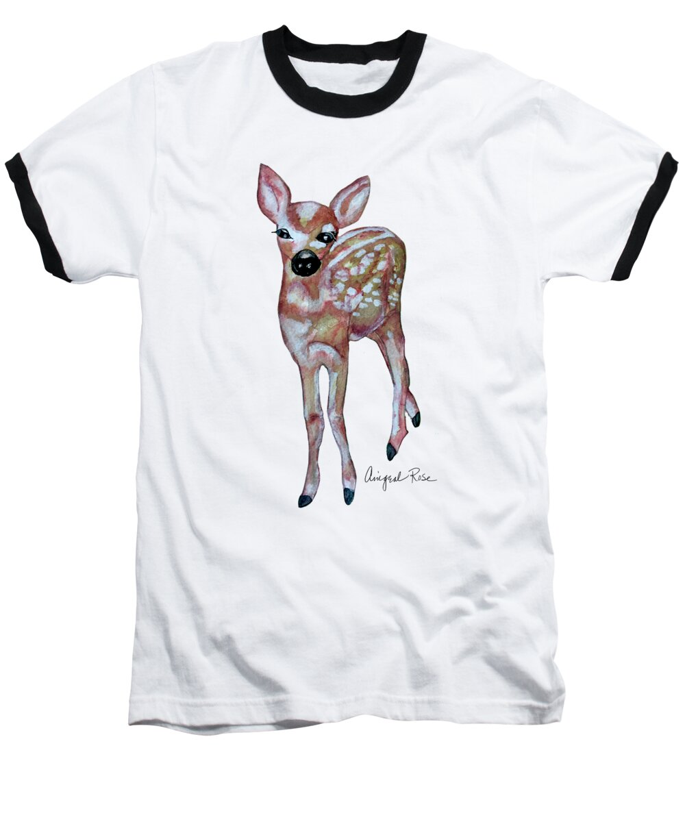 Deer Baseball T-Shirt featuring the painting Wild Fawn by Aingeal Rose by AHONU Aingeal Rose