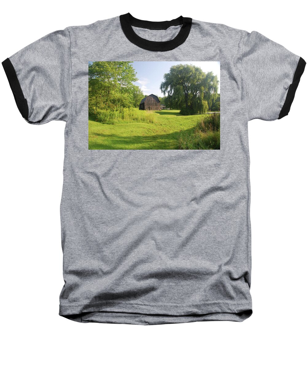 Barn Baseball T-Shirt featuring the photograph Evergreen Trails 7523 by Guy Whiteley
