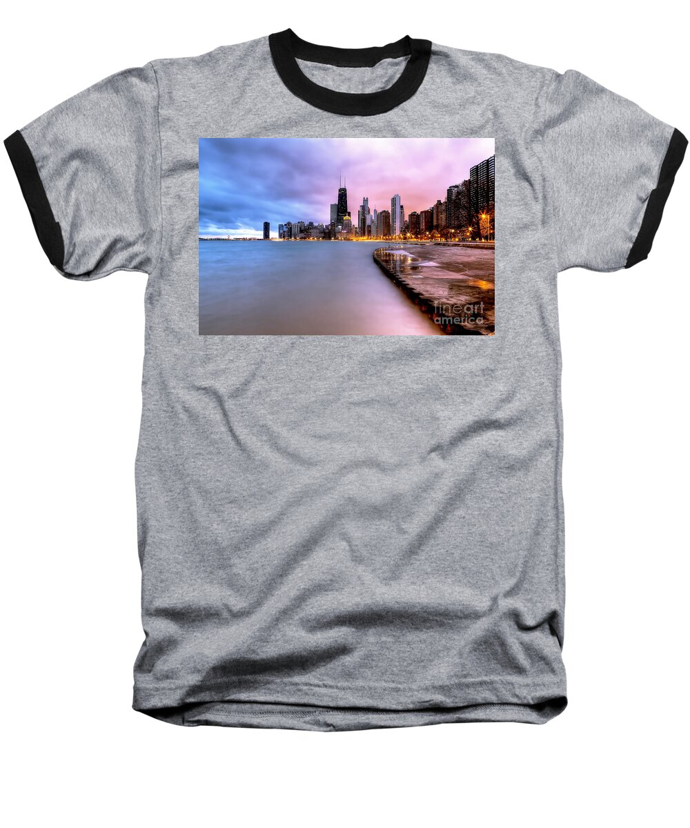 Chicago Baseball T-Shirt featuring the photograph 0865 Chicago Sunrise by Steve Sturgill