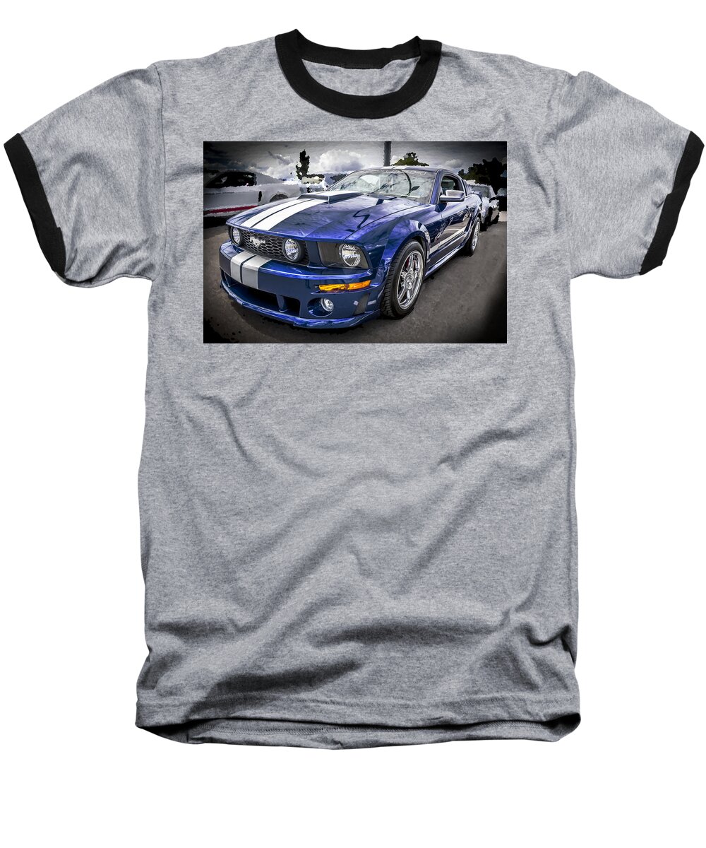 2008 Mustang Baseball T-Shirt featuring the photograph 2008 Ford Shelby Mustang with the Roush Stage 2 Package by Rich Franco