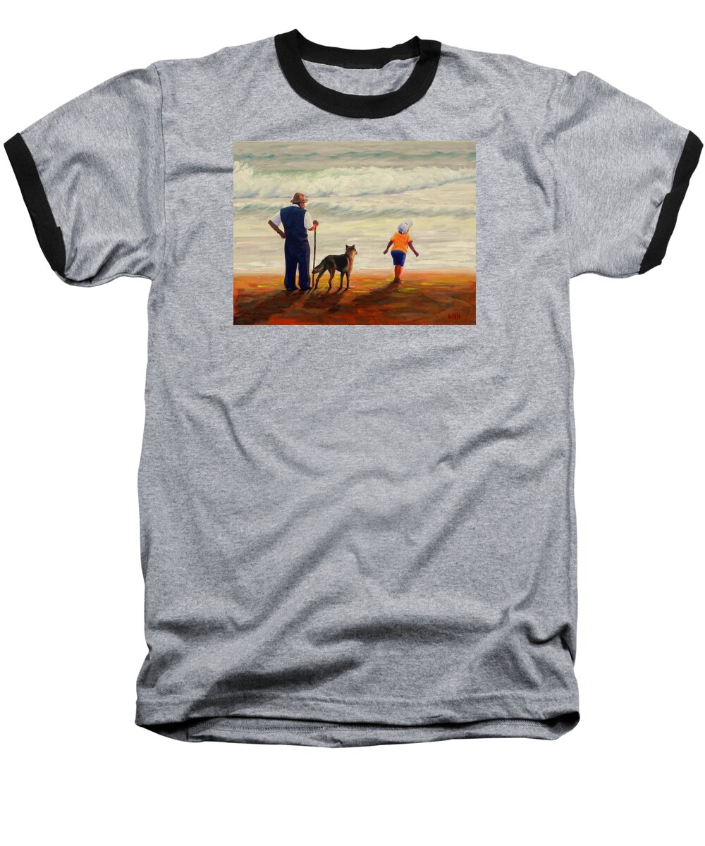 Old Man Baseball T-Shirt featuring the painting A wish to the waves, Peru Impression by Ningning Li
