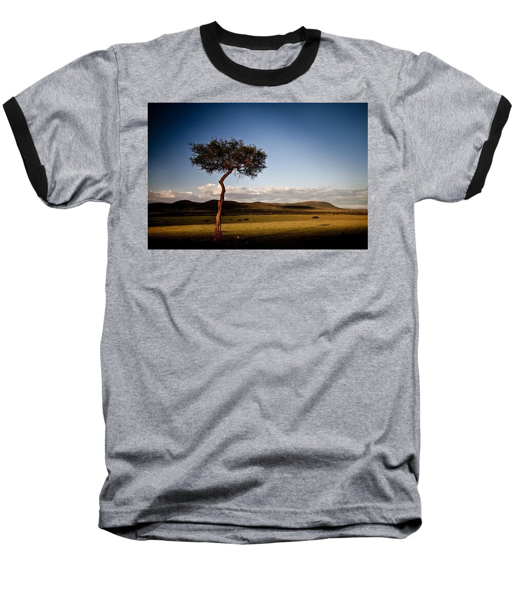 Africa Baseball T-Shirt featuring the photograph Acacia Sunset Shadow #1 by Mike Gaudaur