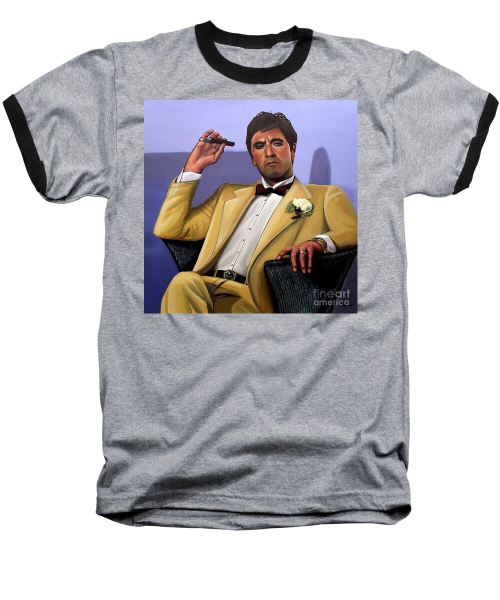 Al Pacino Baseball T-Shirt featuring the painting Al Pacino by Paul Meijering