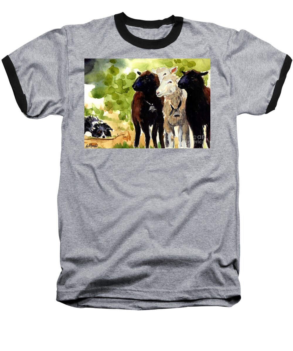 Sheep Baseball T-Shirt featuring the painting All Eyes #1 by Molly Poole