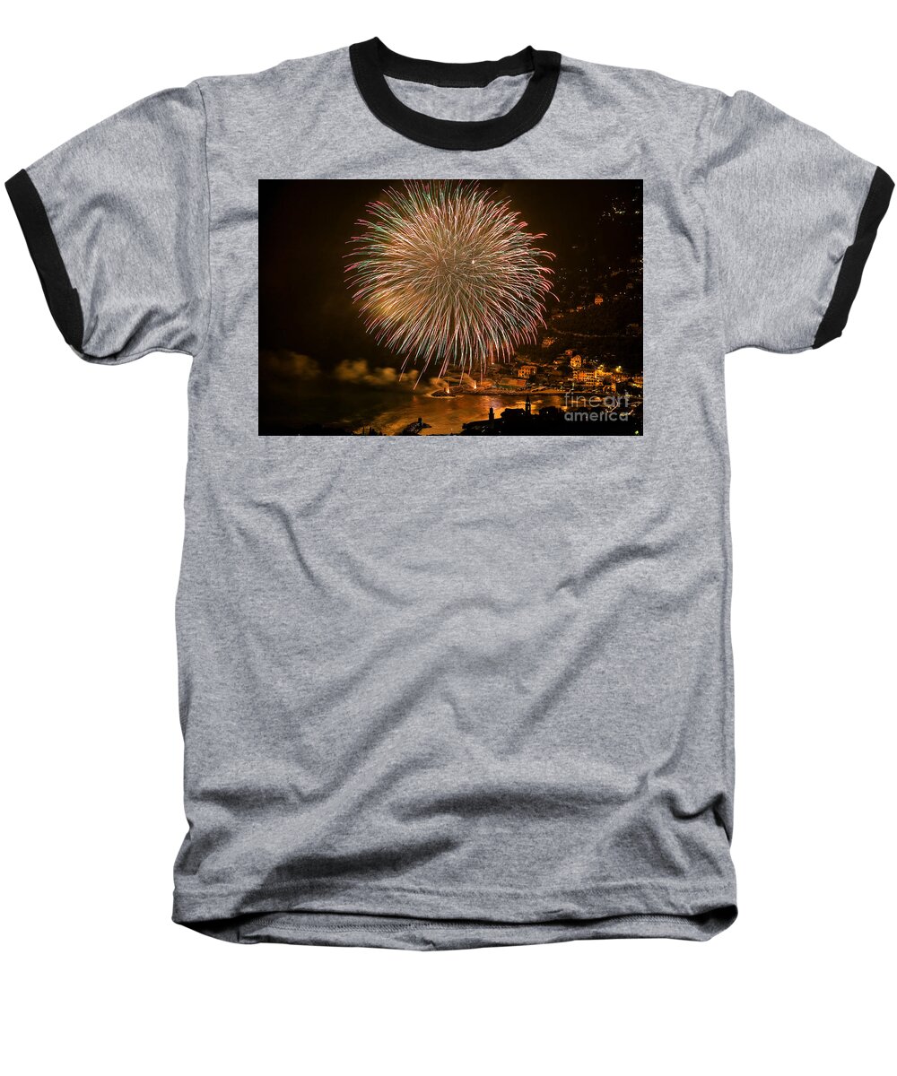 Aerial View Baseball T-Shirt featuring the photograph Fireworks HDR #1 by Antonio Scarpi
