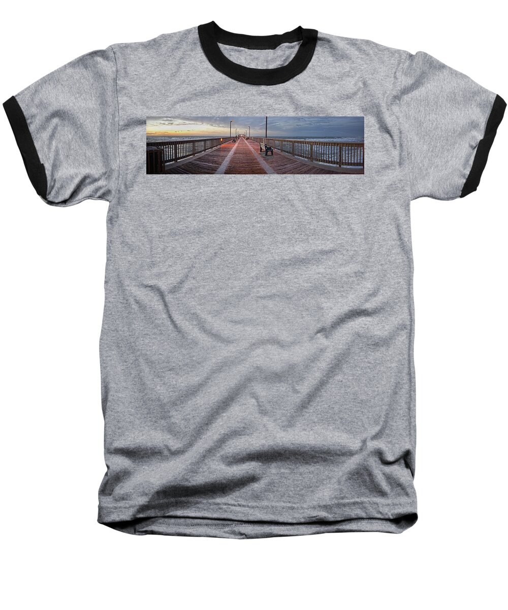 Palm Baseball T-Shirt featuring the digital art Gulf State Pier #1 by Michael Thomas