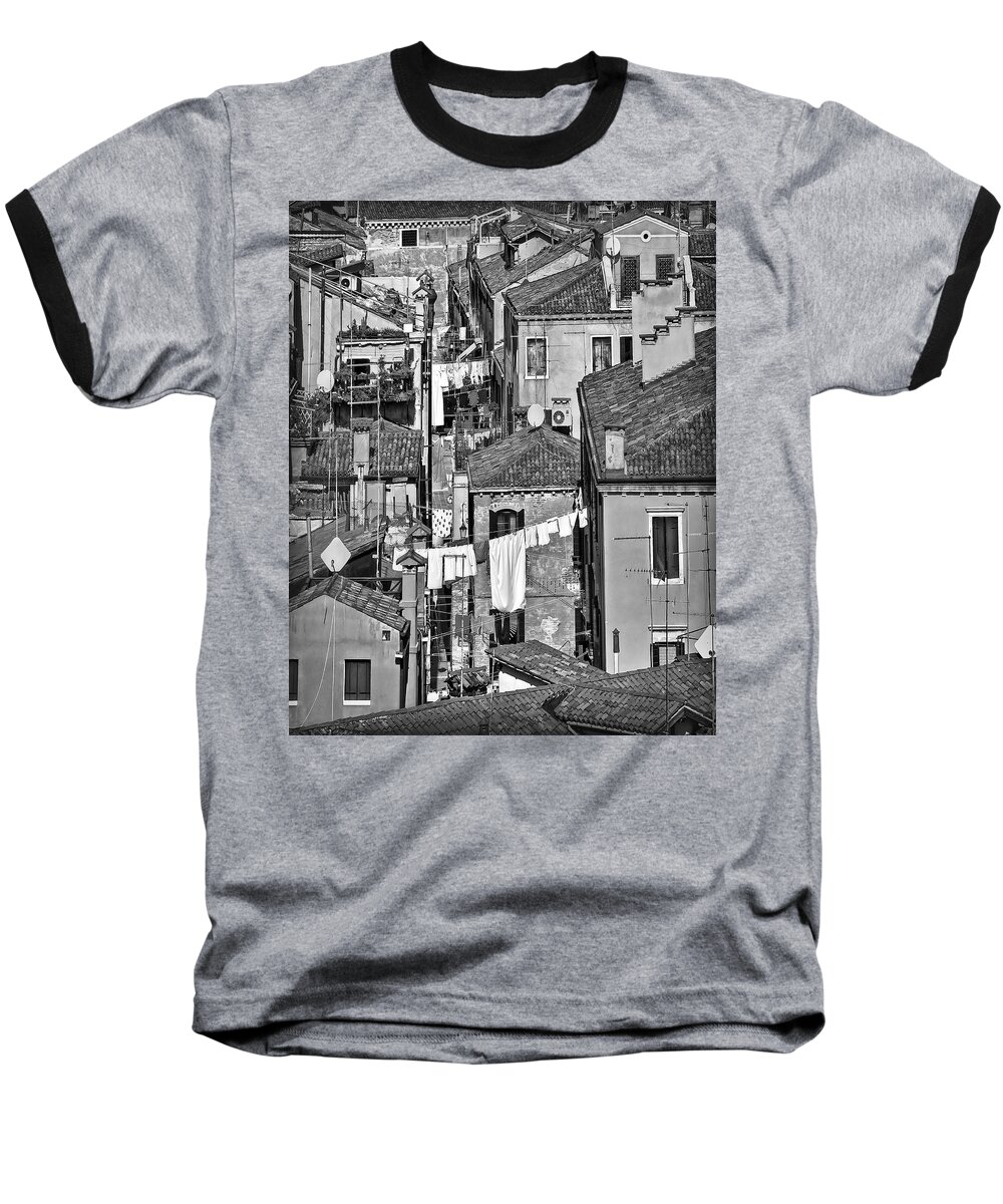 Roofs Baseball T-Shirt featuring the photograph Italian City Roofs B/W by Hanny Heim