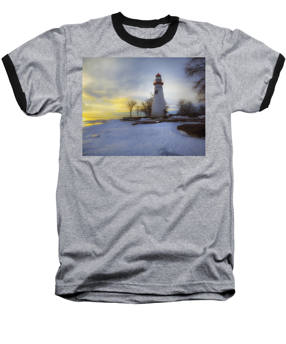 Erie Baseball T-Shirt featuring the photograph Marblehead Lighthouse Lake Erie #1 by Jack R Perry