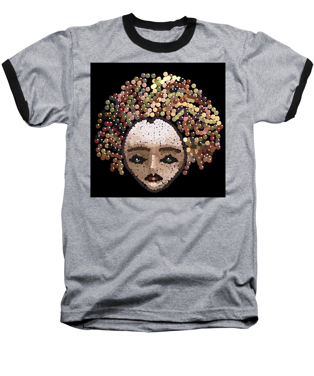 Medusa Baseball T-Shirt featuring the digital art Medusa Bedazzled After by R Allen Swezey