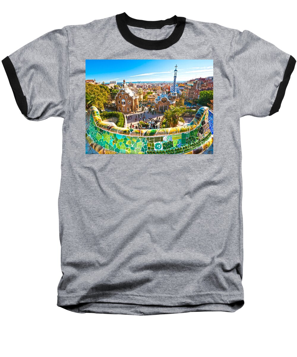 Architecture Baseball T-Shirt featuring the photograph Park Guell - Barcelona #1 by Luciano Mortula