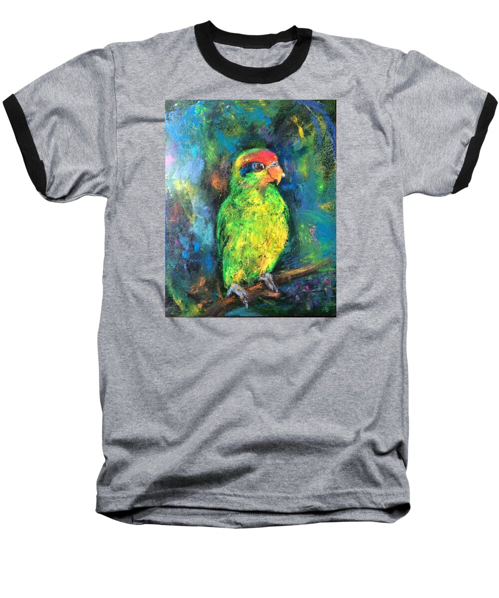 Parrot Baseball T-Shirt featuring the painting Parrot #1 by Jieming Wang