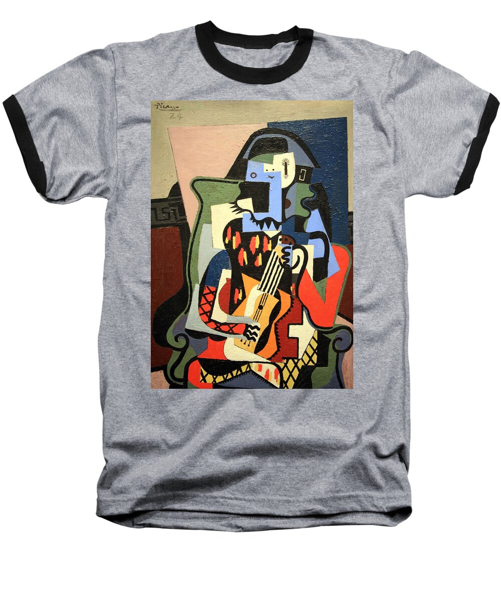 Harlequin Musician Baseball T-Shirt featuring the photograph Picasso's Harlequin Musician #1 by Cora Wandel