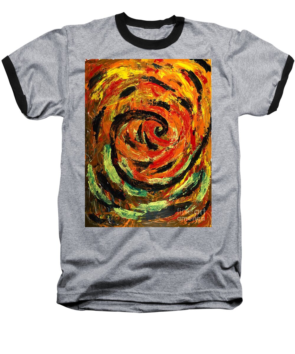 Mood Baseball T-Shirt featuring the painting Rapid Cycling by Walt Brodis