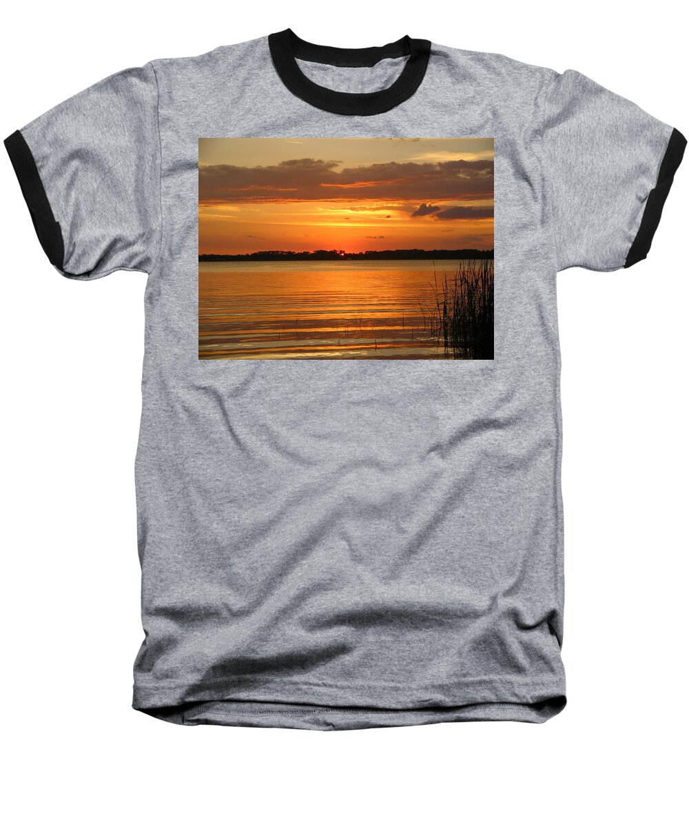 Golden Sky Baseball T-Shirt featuring the photograph Setting Sun in Mount Dora by Denise Mazzocco