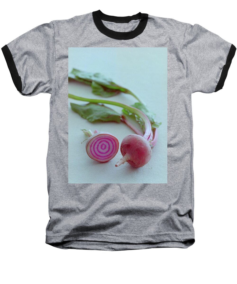 Beet Baseball T-Shirt featuring the photograph Two Chioggia Beets #1 by Romulo Yanes