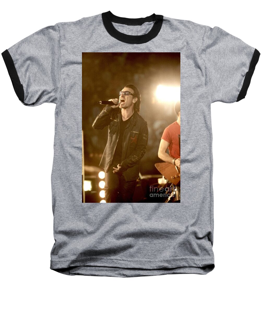 Downloads Baseball T-Shirt featuring the photograph U2 - Bono #1 by Concert Photos