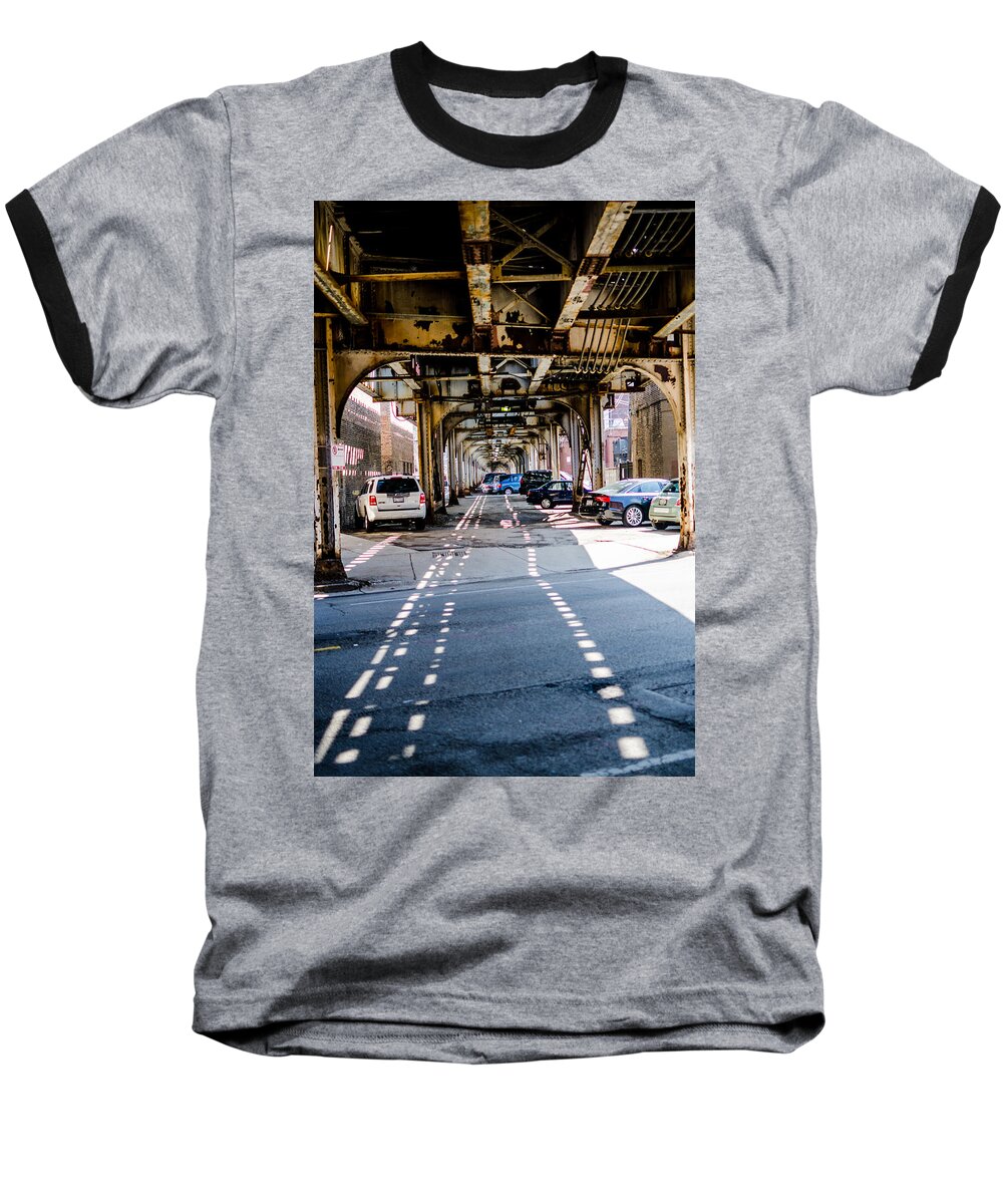 Chicago Baseball T-Shirt featuring the photograph Under the L Tracks #1 by Anthony Doudt