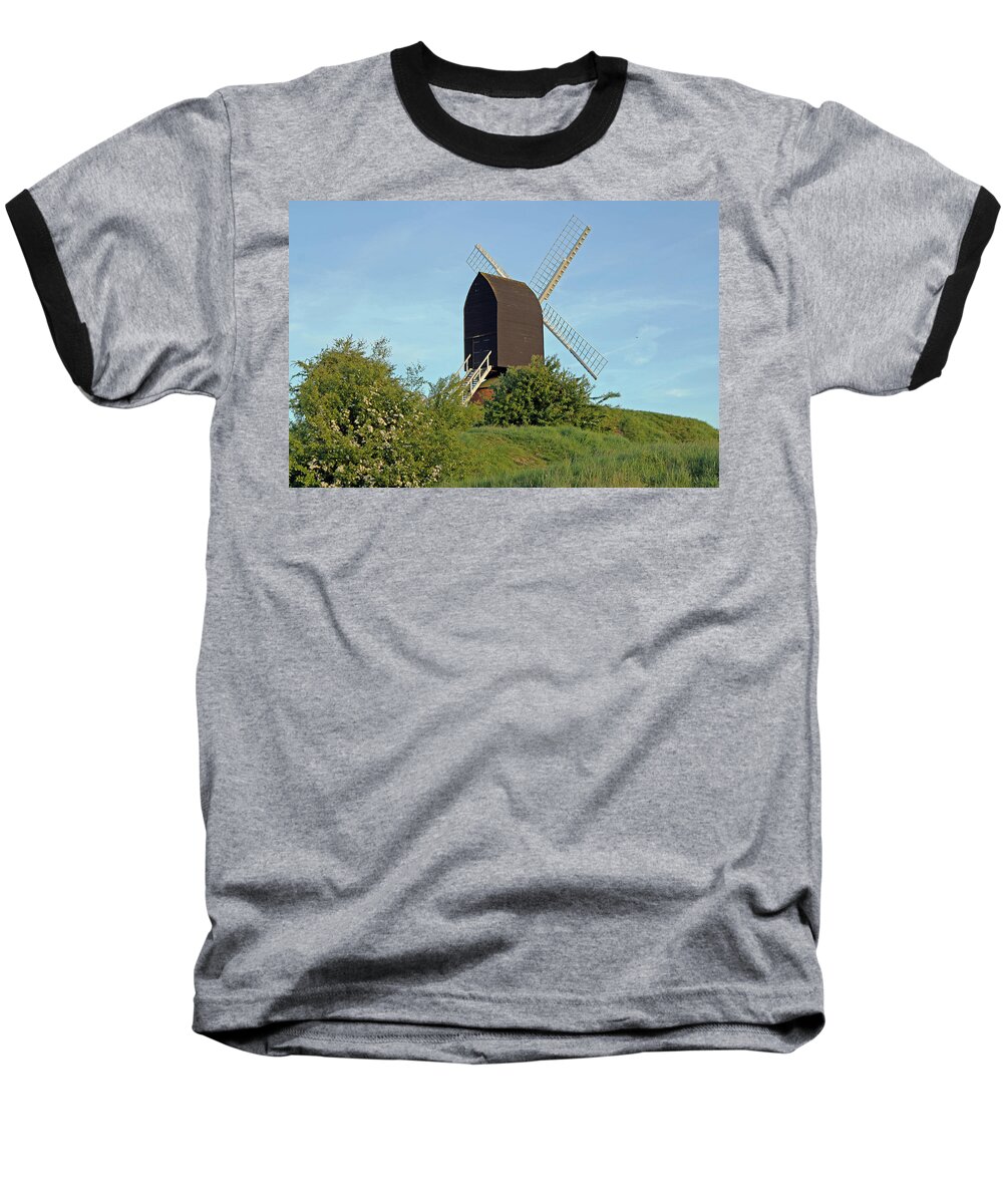 Windmill Baseball T-Shirt featuring the photograph Windmill on Brill Common #1 by Tony Murtagh