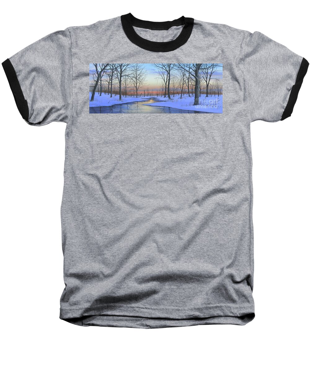 Winter Baseball T-Shirt featuring the painting Winter Calm by Mike Brown