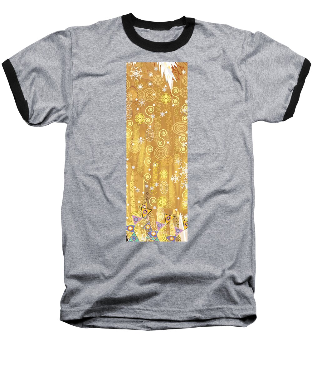 Gold Swirls Baseball T-Shirt featuring the digital art Winter Dress Detail by Kim Prowse