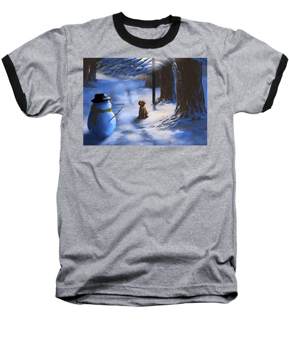 Winter Baseball T-Shirt featuring the painting Would you like to play? by Veronica Minozzi