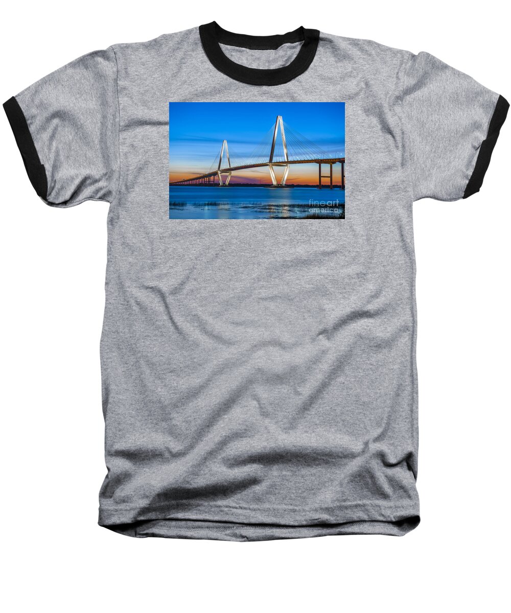 Bridge Baseball T-Shirt featuring the photograph Charleston Arthur Ravenel Bridge by Dale Powell