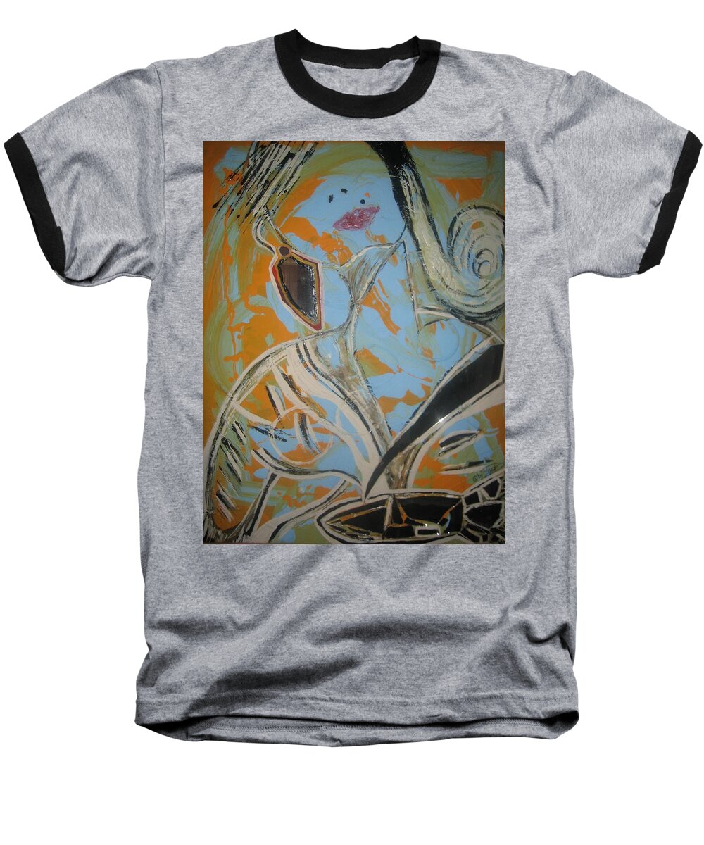 Art Baseball T-Shirt featuring the mixed media Untitled #12 by Artista Elisabet