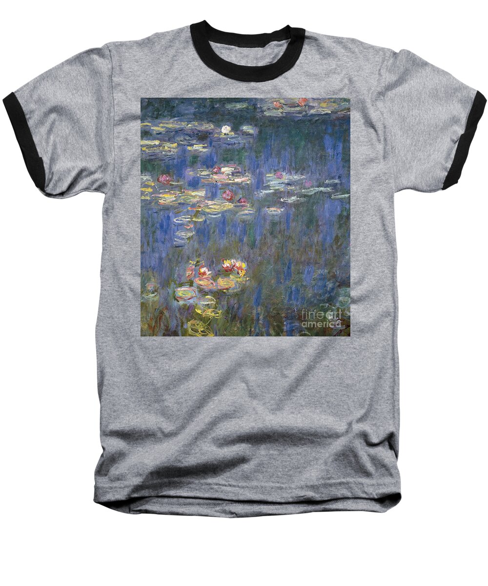 Impressionism Baseball T-Shirt featuring the painting Water Lilies by Claude Monet