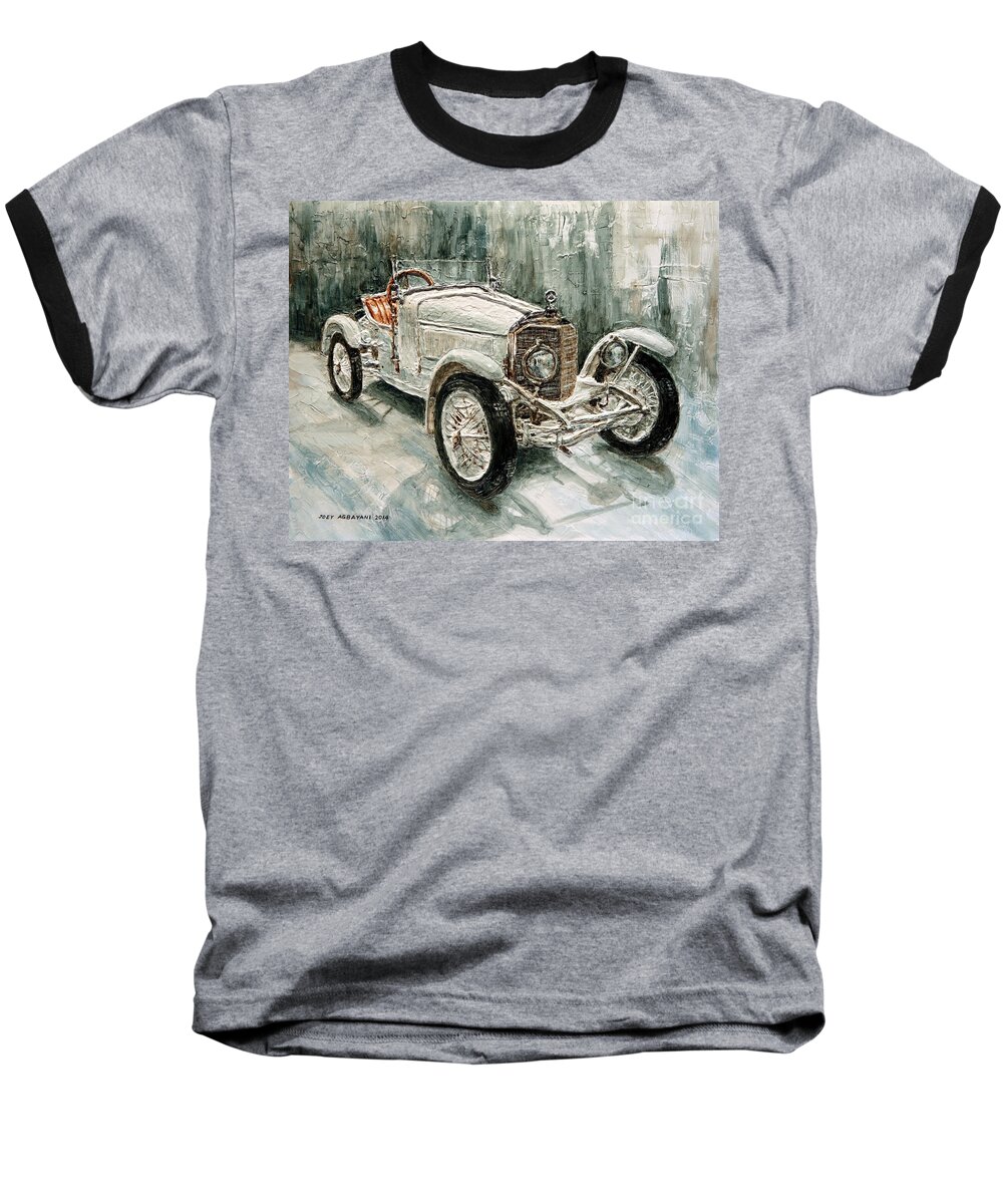 Mercedes Benz Baseball T-Shirt featuring the painting 1923 Mercedes PS Sport- Zweisitzer by Joey Agbayani