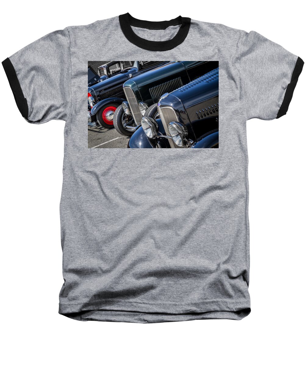 1932 Baseball T-Shirt featuring the photograph 1932 Ford Roadster Coupes with Louvered Hoods by Ron Pate
