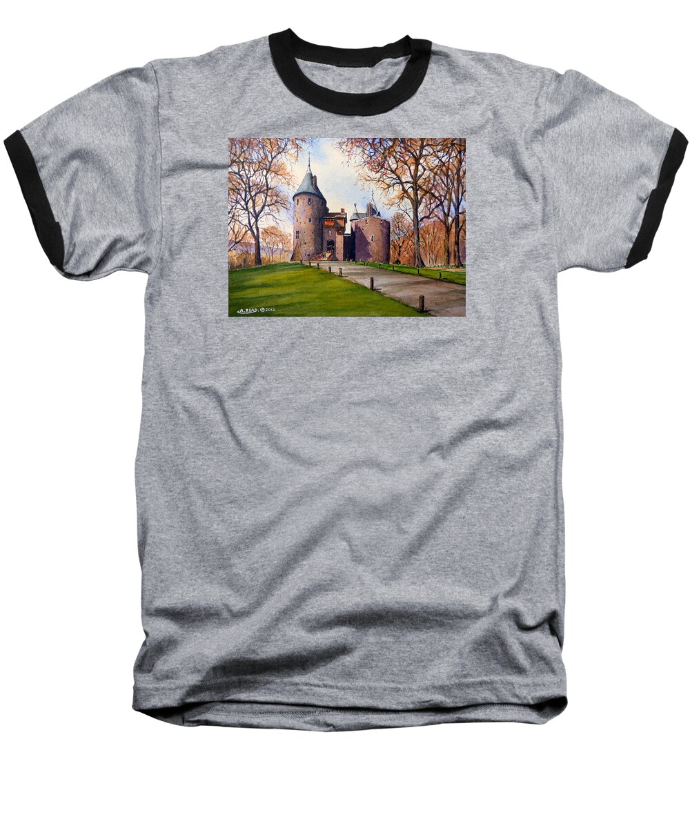 Castell Coch Baseball T-Shirt featuring the painting Castell Coch #2 by Andrew Read