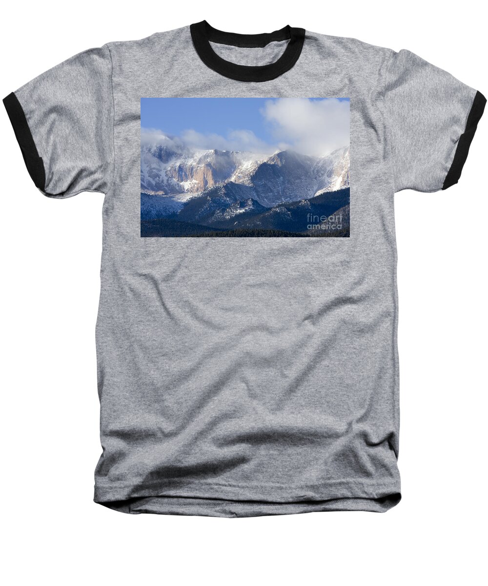 Pikes Peak Baseball T-Shirt featuring the photograph Cloudy Peak #2 by Steven Krull