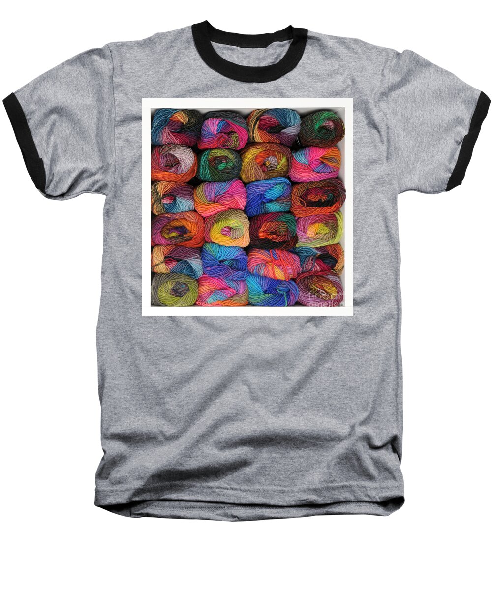 Knitting Baseball T-Shirt featuring the photograph Colorful knitting yarn #1 by Les Palenik