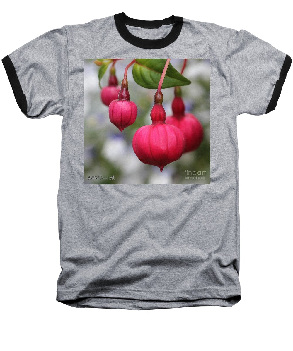 Mccombie Baseball T-Shirt featuring the painting Fuchsia named Dark Eyes #2 by J McCombie