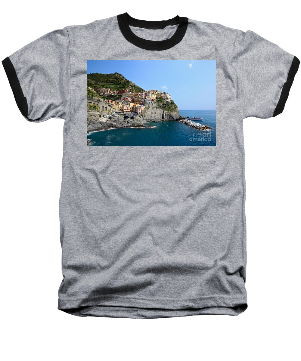 Cinque Terre Baseball T-Shirt featuring the photograph Manarola in the Cinque Terre - Italy #2 by Matteo Colombo